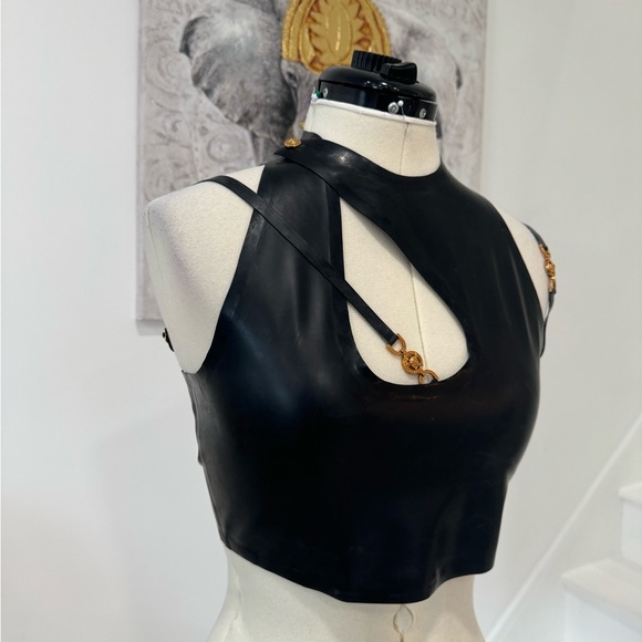 Versace Medusa Latex Crop Top, Black - Picture 8 of 14